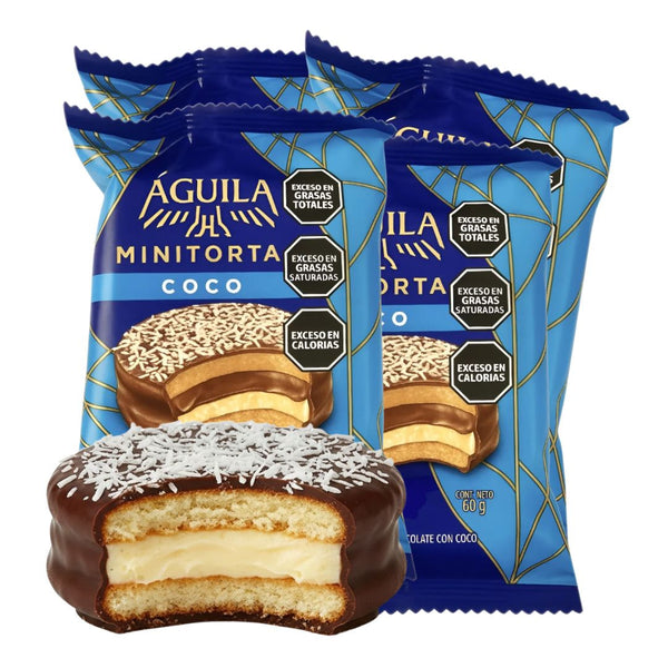 Alfajor Minitorta Águila Sabor Coco Pack 4 Unidades 60 G