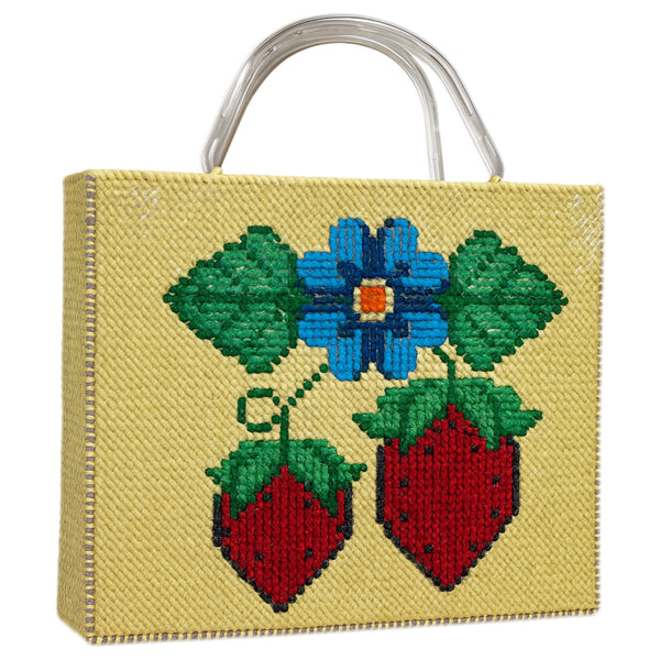 Bolsa artesanal de malla floral
