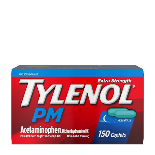 Tylenol Extra Strength PM Acetaminophen Diphenhydramine HCI 150 Caplets