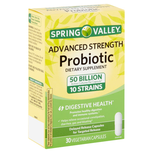 Spring Valley Dietary Supplement Advanced Strength Probiotic 30 Vegetarian Capsules